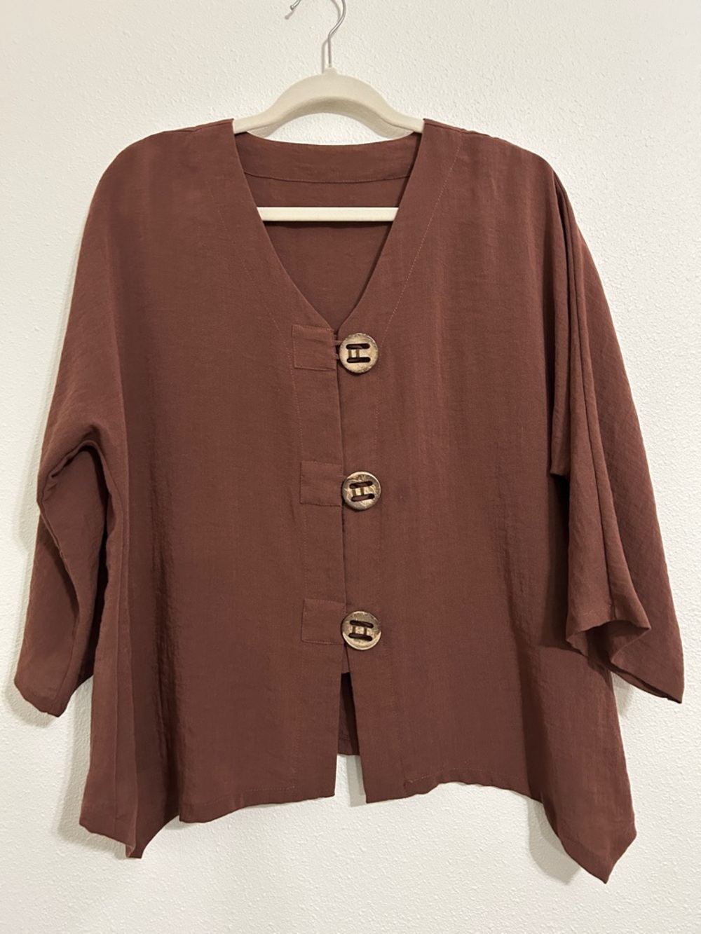 Fridaze Relaxed Fit Linen Button-Front Blazer Jacket